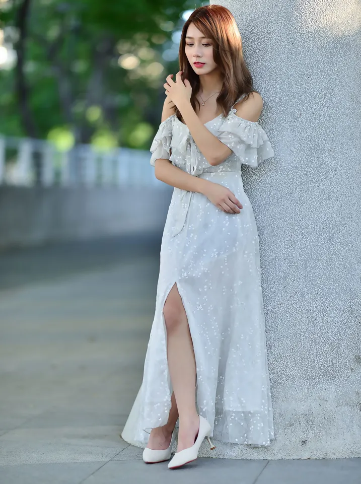 [Mzsock] NO.200 vivi Cao Yuanyuan suspender high-slit long skirt with high heels and beautiful legs street photography#[105P]-20